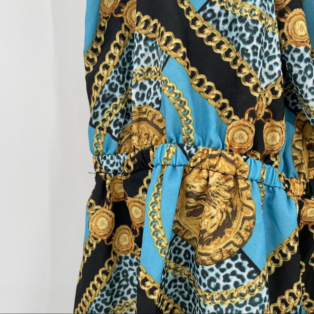 NEW! Blue Dress with Chain & Coin Print - Picture 8 of 15